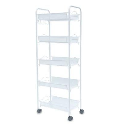 4 Tiers Steel Utility Cart Serving Rack on Wheels Bedroom Bathroom Wire Basket Trolley Cart Mesh Rolling Storage Cart