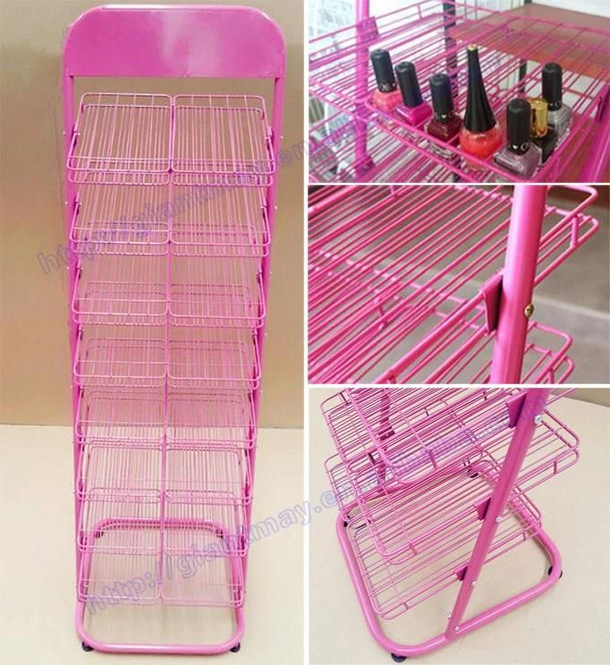 Metal Floor Stand Wire Display Shelving Rack for Polish Nail