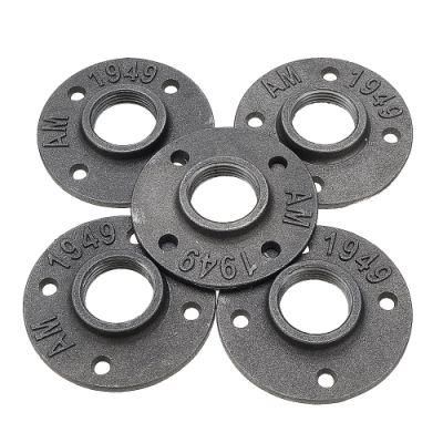 Female Connection and Casting Technics Floor Flange Black Malleable Iron for Loft Double Wall Shelf