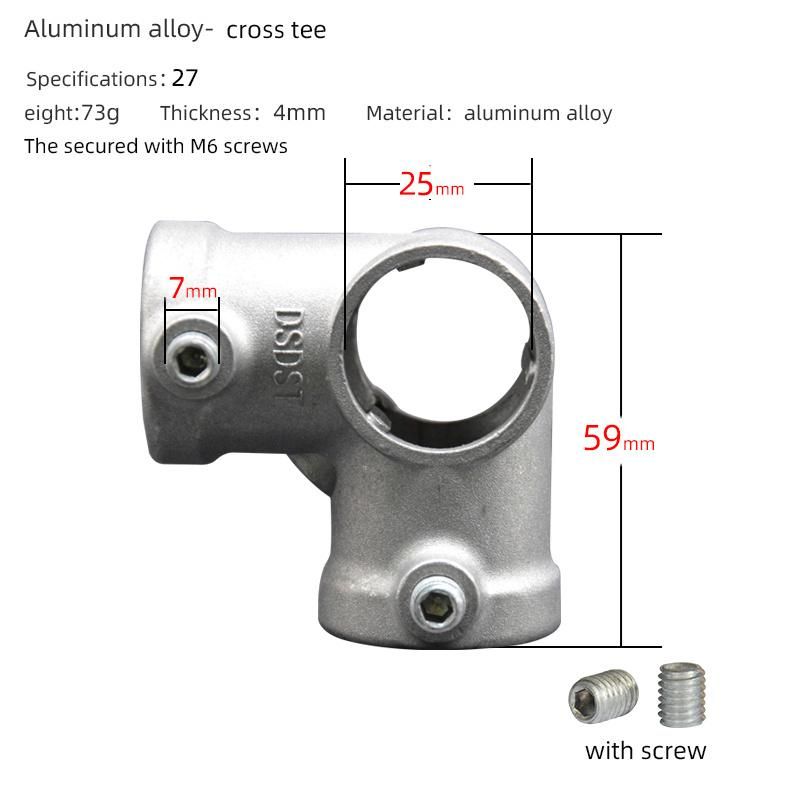 Aluminum Safety Folding Key Clamp 3 Way Through Connector Cross Pipe Fitting