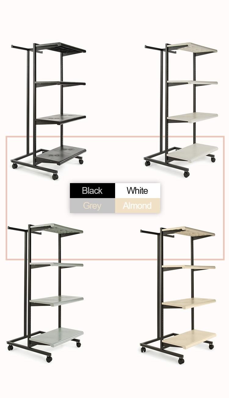 T Stand and Four Shelf Combination Garment Clothing Rack