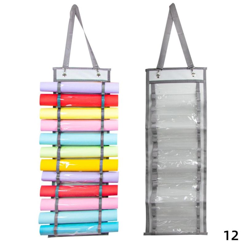 12-Pocket Wall Mount Vinyl Roll Storage Rack for File Storage