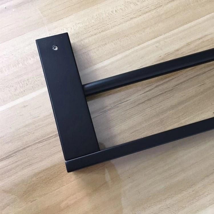 Black Featured Rubber Paint Matte Black Bathroom Accessory Double Towel Rack