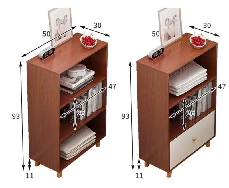 Modern Minimalist Bed End Shelf Storage Cabinet