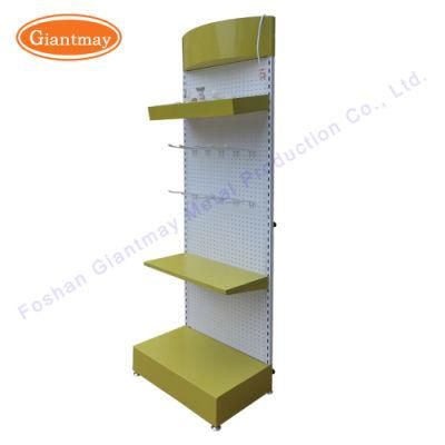 Trade Show Exhibition Floor Standing Metal Pegboard LED Light Bulb Display Rack for Showcase