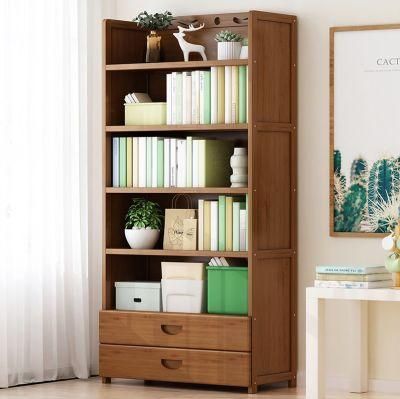 Bookshelf Shelf Floor Solid Wood Children&prime; S Simple Bookcase Space-Saving Student Desk Multi-Layer Storage Rack Household
