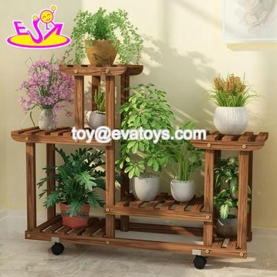 Top Sale Multi-Tier Wooden Plant Display Stand with Wheels W08h117