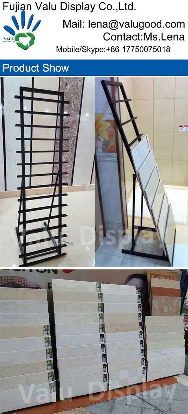 Metal Floor Quartz Stone / Ceramic Tile Display Rack with Shelve