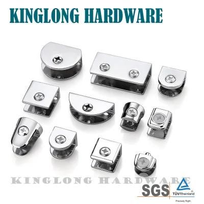 Furniture Glass Hardware Fittings Wall Mounted Adjustable Glass Hinge Zinc Alloy Glass Shelf Clamp