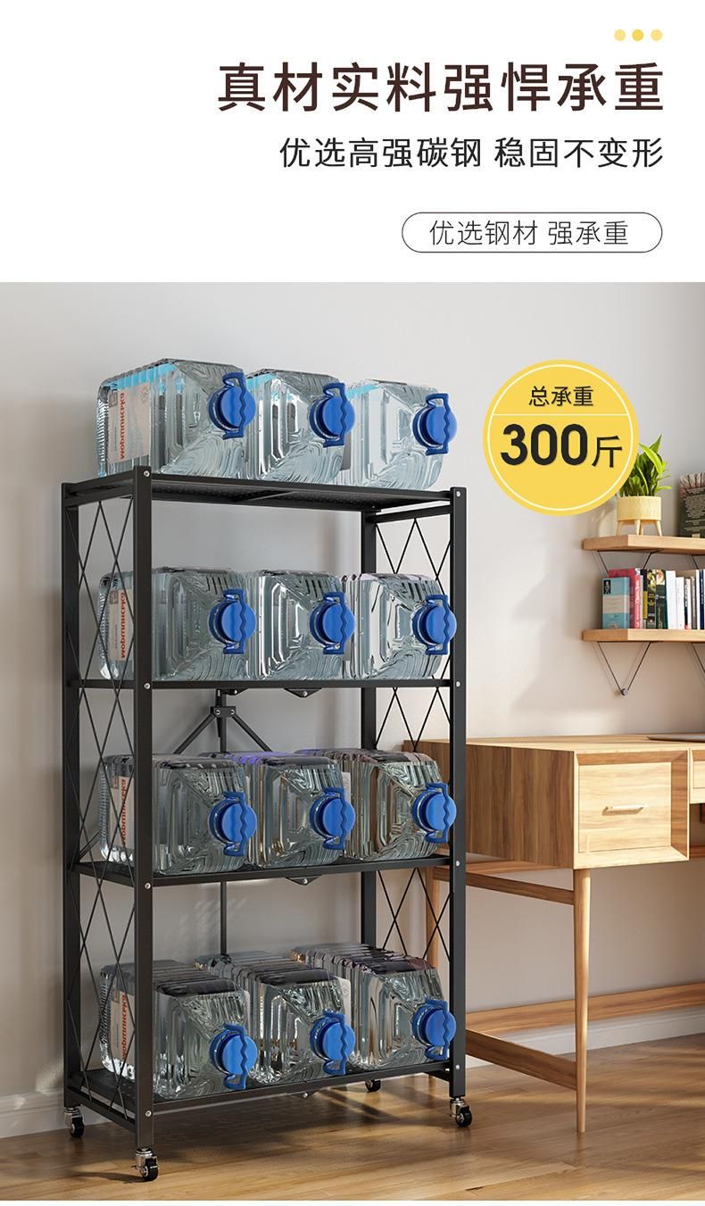 Factory Price Hot Selling Kitchen Foldable Floor Mobile Shelf Storage Holders Tableware Cart Organizer Rack