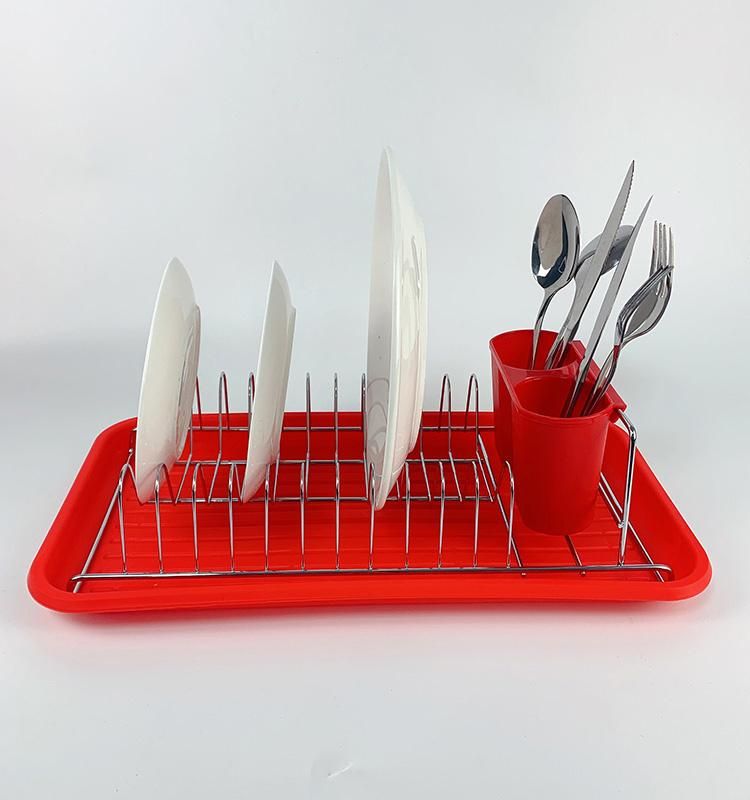 Kitchen Dish Plate Storage Rack with Utensil Holder and Tray