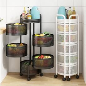 Movable and Rotatable Kitchen Storage Rotate Basket Rack with Basket