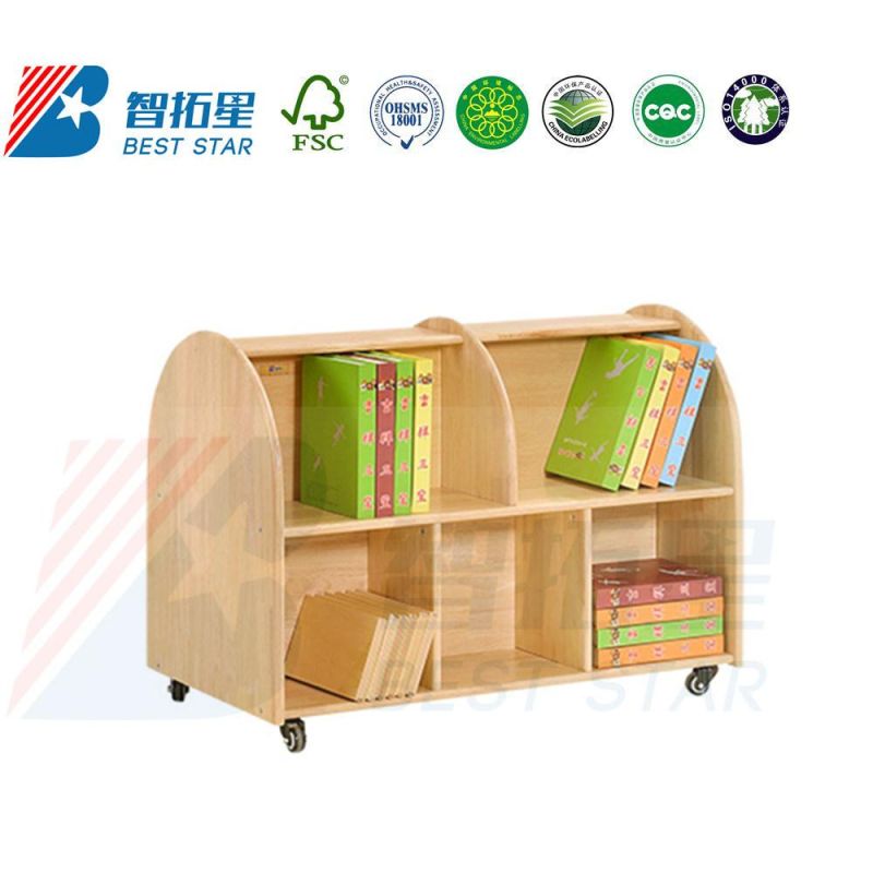 School Library Book Rack,Kids Bookcase,Wood Display Childen Storage Book Rack, Kindergarten and Preschool Movable Book Rack,Playroom Furniture,  Bookshelf Rack