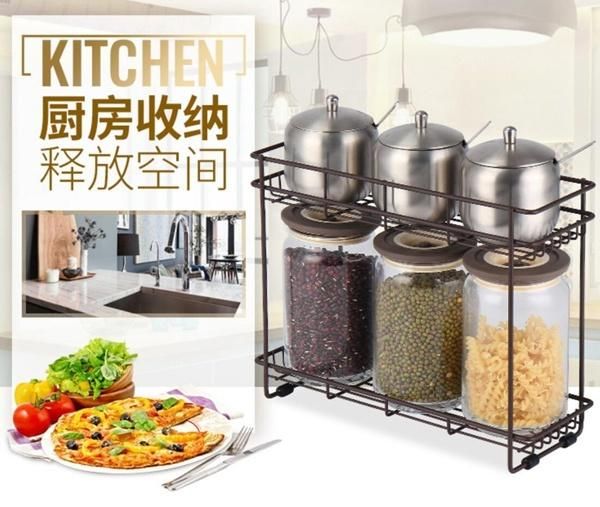 Standing Rack Kitchen Bathroom Countertop Storage Organizer Shelf Holder Spice Rack 2 Tier