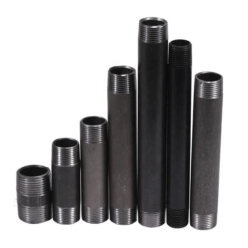 1/2" 3/4" 1" Sandblast Black Malleable Cast Steel Iron Pipe Nipple for Pipe Shelf Bracket Furniture