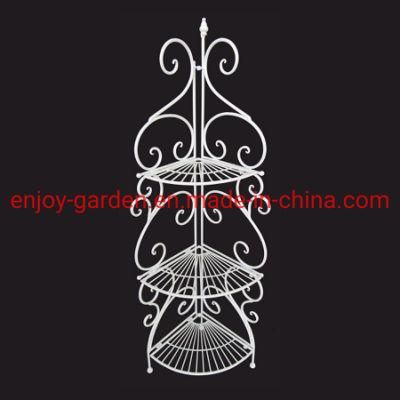 Luxury Wrought Iron White Folding Corner Rack