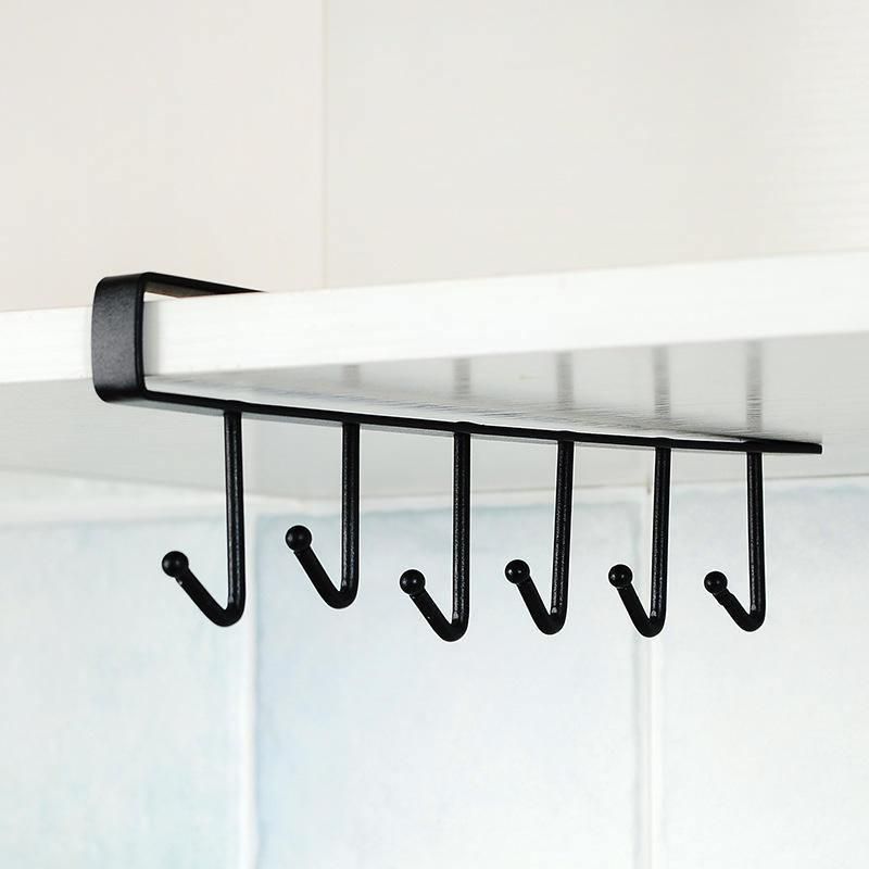 Iron Cupboard Hook Kitchen Cabinet Door Shelf Glass Mug Cup Storage Hanging Rack