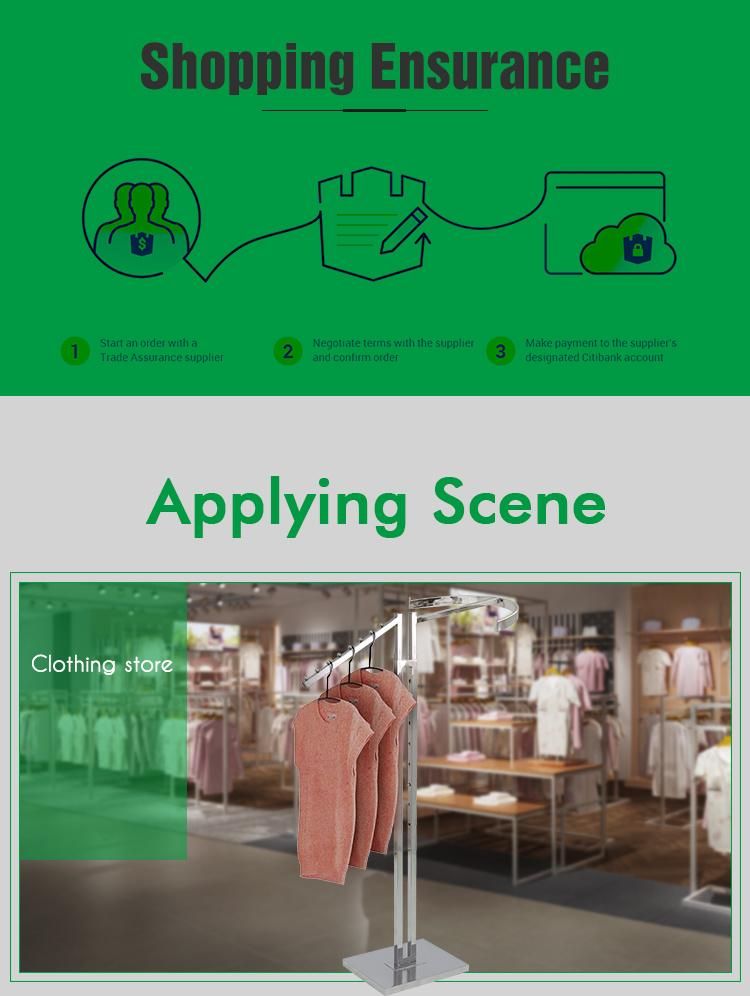 Two Ways Chrome Clothes Display Garment Racks