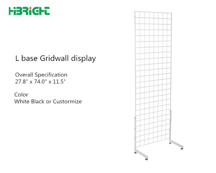 H Shape Wire Grid Wall Display Rack with Baskets & Hooks