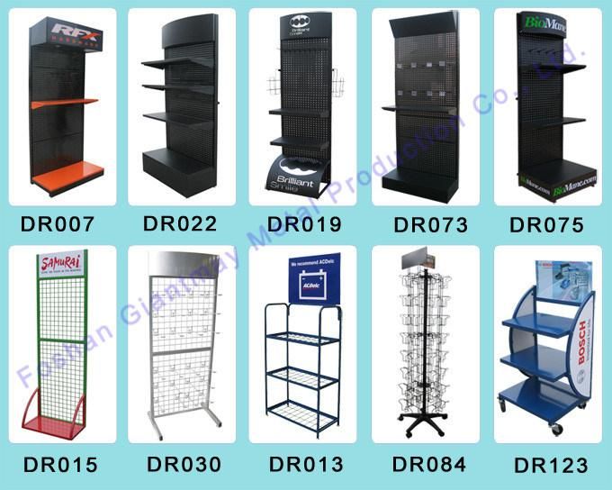 Floor Standing Retail Store Exhibition Metal Display Pegboard Tool Shelf Rack