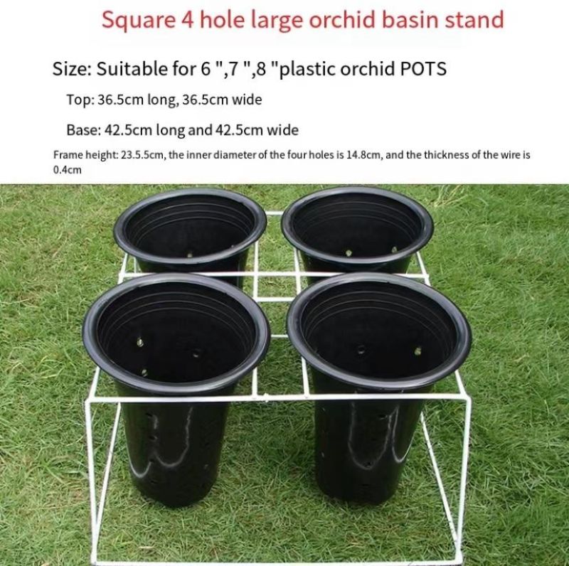 Orchid Rack Iron Plastic Orchid Basin Special Support White Flower Rack Floor-Type Orchid Flower Pot Rack with 4 -10 Holes
