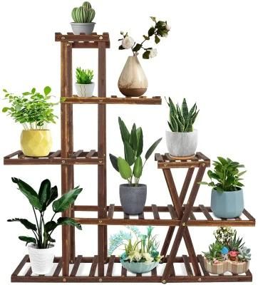 Simple and Practical Design Wood Flower Shelf Wooden Display Stand Plant Rack for Display