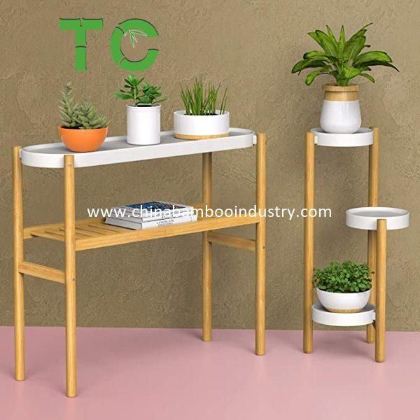 Bamboo Plant Stand Indoor 2 Tier Tall Corner Plant Stand Holder & Plant Display Rack