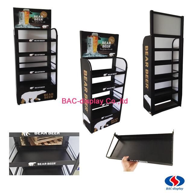 Supermarket Used Free Standing Metal Iron Plate Display Wine Racks for Sales