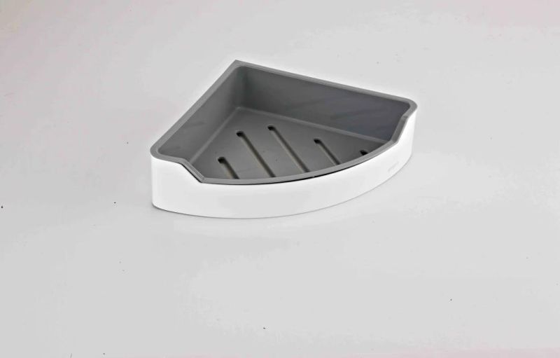 Bathroom Angular Single (AW-98121WG) White and Gray Shower Shelf