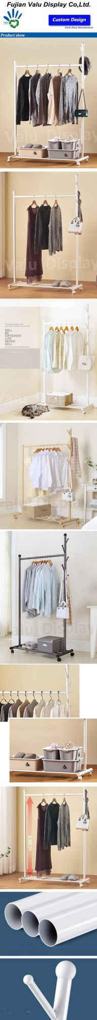 Folding Hanging Clothes Display Dryer Rack with Coat Hanger and Shoe Storage Shelf