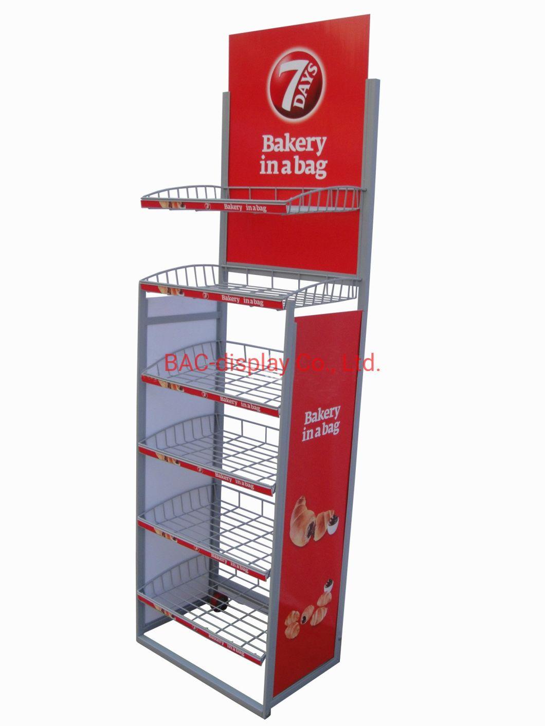 Multi-Tier Movable Food Display Shelf/Bread Display Stand/Bakery Display Rack