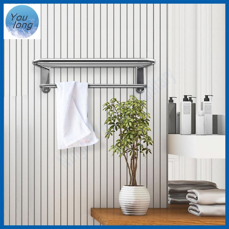 Stainless Steel Chrome Bathroom Lavatory Towel Rack Towel Shelf with Towel Bar