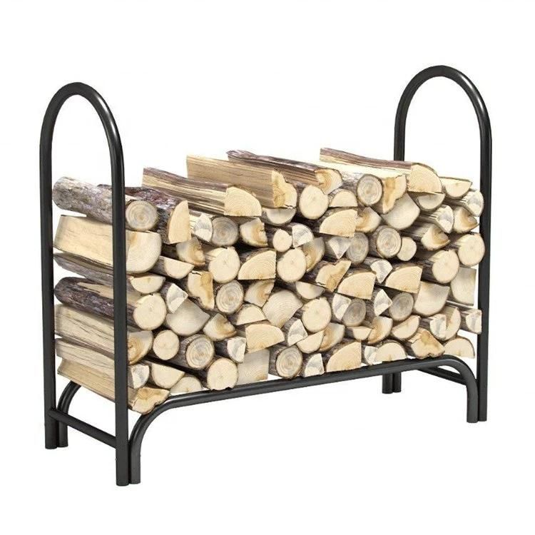 2022 New 4FT Matte Black Metal Fireplace Wood Pile Storage Stacker Stand Heavy Duty Logs Holder Firewood Rack