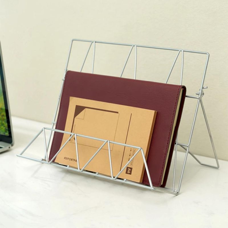 Book Cocking Station Holder Desktop Document Holder File Organizer Iron Wire Magazine Rack Bookshelf