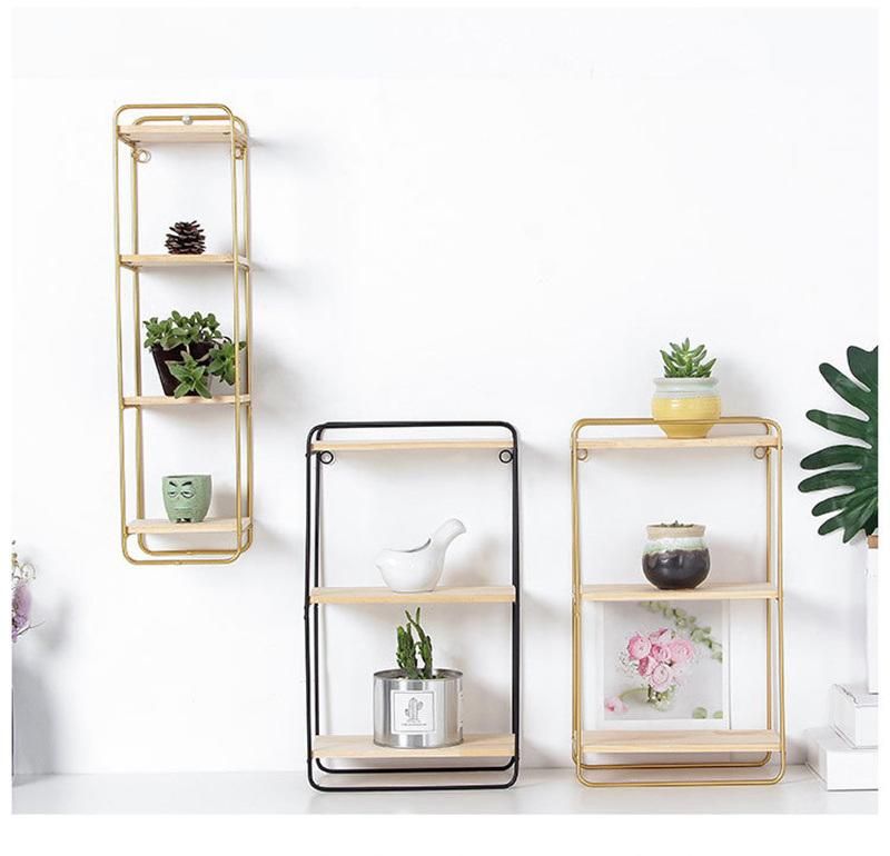 Custom Metal Solid Wood Wall Shelf Storage Rack