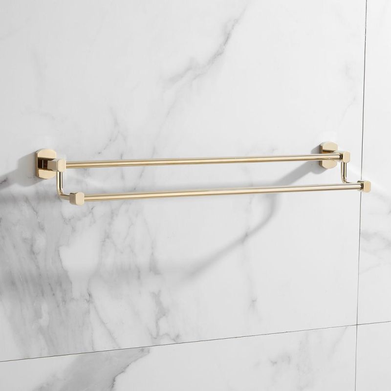 Bathroom Luxury Double Bar Towel Rack Made by Brass