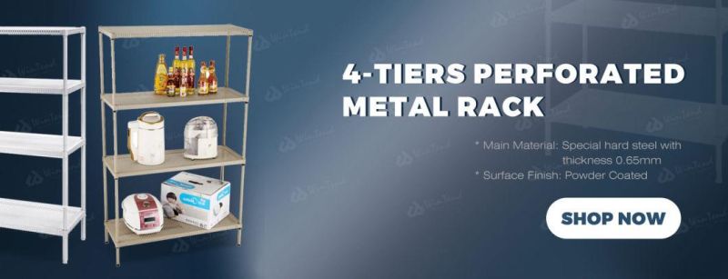 Kitchen 4 Tier Perforated Shelving Metal Steel Adjusting Storage Rack