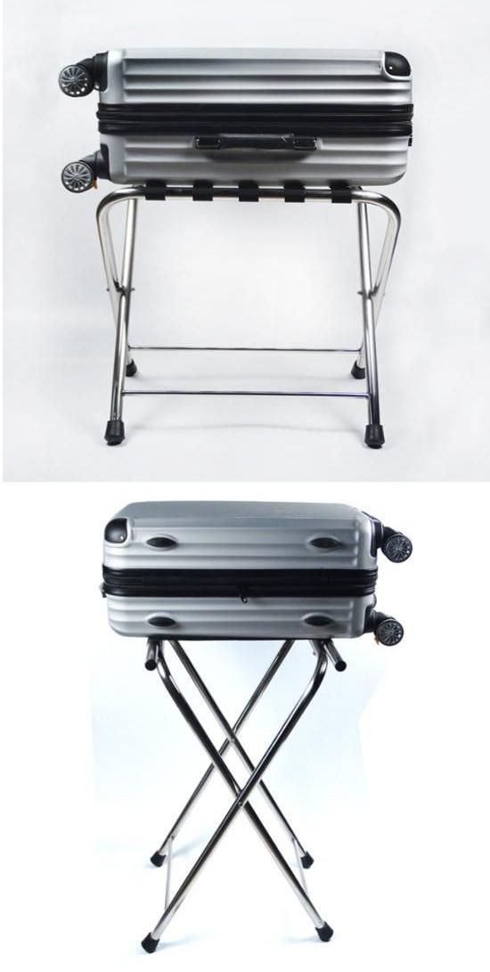 Heavybao Metal Baggage Shelf Guest Room Stainless Steel Folding Luggage Racks