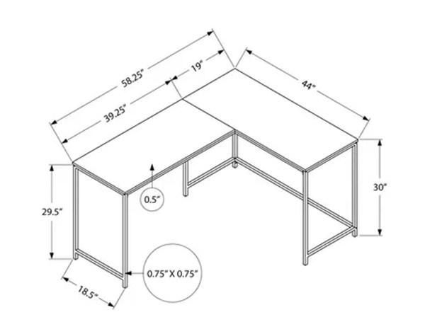 Simple L Shape Computer Desk Work Form Desk Steel Tube Frame and Wood Home Office Home Job PC Desk Modern with Shelf 150kgs 15mm