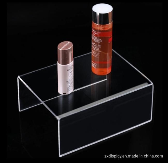 Simple Clear Acrylic Cosmetics Counter Display Rack for Skincare Store