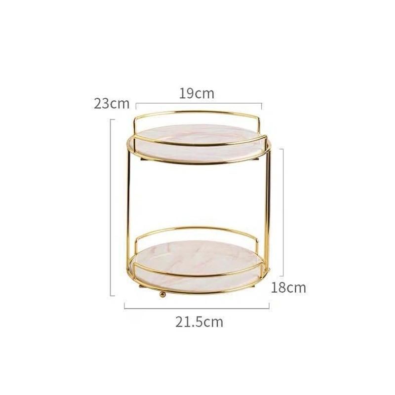 European Style Gold-Plated Iron Double-Layer Cosmetic Storage Rack Creative Dresser Desktop Storage Rack Cosmetic Rack