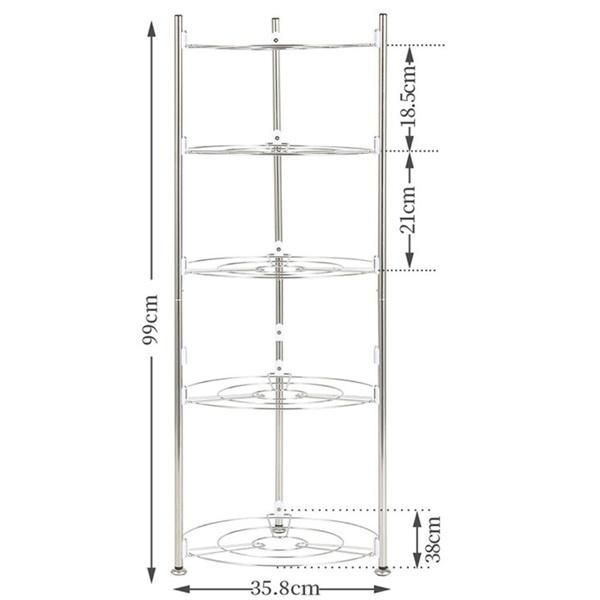 Stainless Steel Kitchen Storage Shelf Pan Stand Pot Holder Rack 5 Tiers