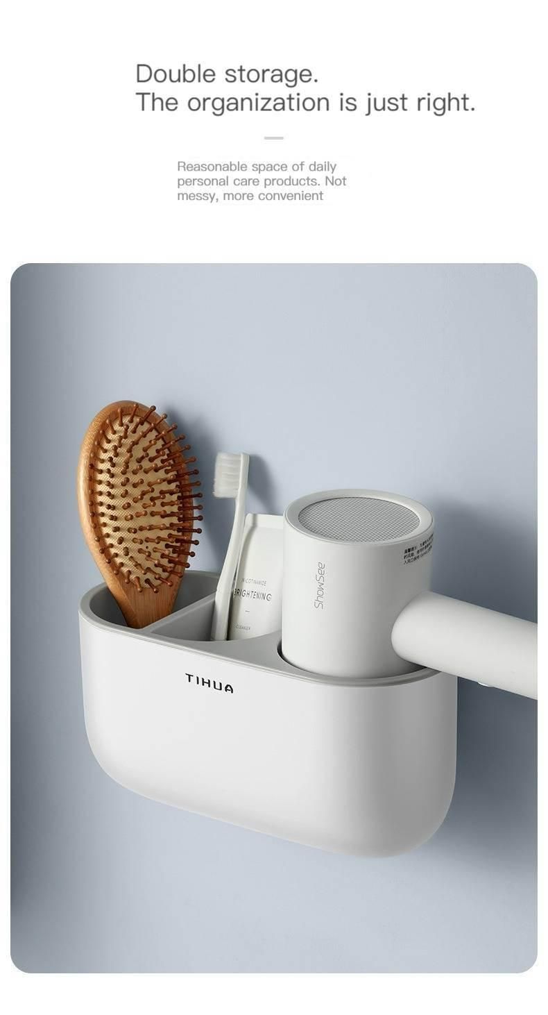 Bathroom Free Puching Wall Mounted Hair Dryer Rack