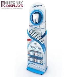 Blue Custom POS Irregular Display Stand Toothpaste Dispenser Commodity Shelf Rack