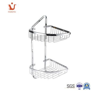 Zinc Alloy Chrome Plate Durable Double-Deck Brass Bathroom Rack Soap Basket