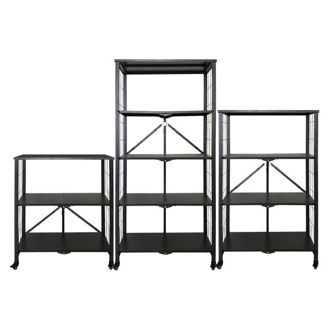 Wholesale Supply Home Black Folding Shelves Kitchen Folding Rack for Storage Kitchenware