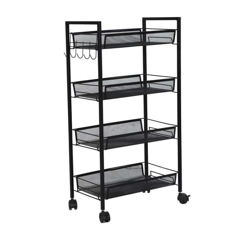 Trolley Metal Wire Basket Storage Cart Rack