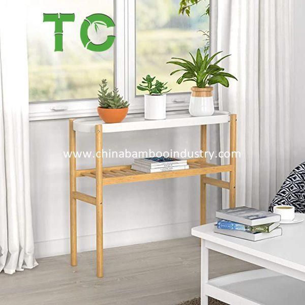 Bamboo Plant Stand Indoor 2 Tier Tall Corner Plant Stand Holder & Plant Display Rack