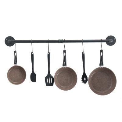 Black Industrial Coat Hooks Wall Mounted Pipe Hooks Towel Bag Robe Rack with 1/2inch Pipes