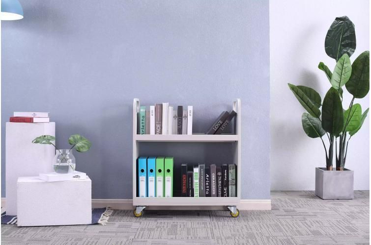 Library Office Used Movable Delivery Book Car Metal Book Ladder Book Shelf Tool Rack